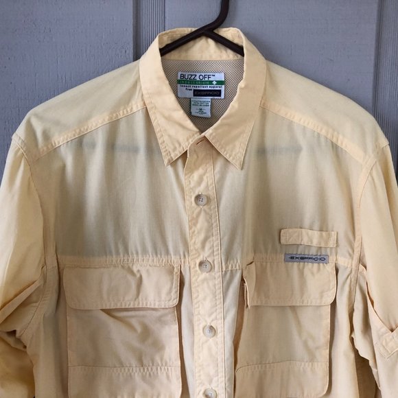 Exfficio Buzz Off Insect Shield Yellow Hiking Fishing Shirt Medium - Picture 2 of 5